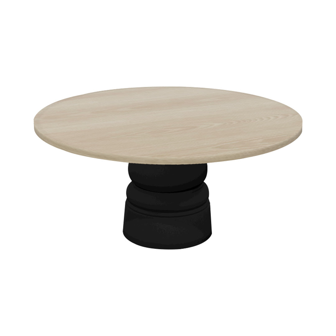 Container Round Table: XXL + New Antiques + White Wash Stained + Black