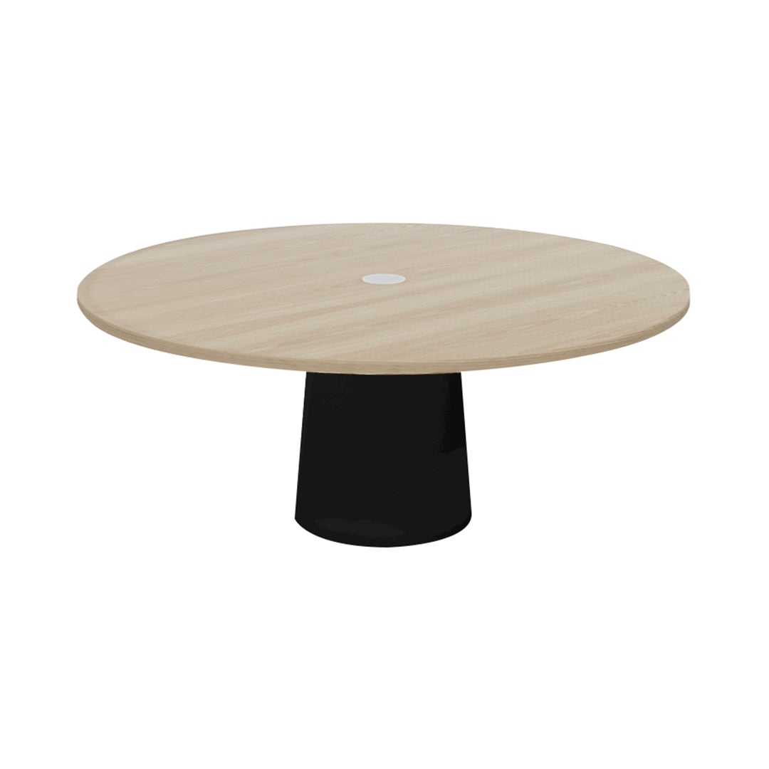 Container Round Table: XXL + Cable Feed + White Wash Stained with Hole + Black