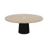 Container Round Table: XXL + Cable Feed + White Wash Stained with Hole + Black