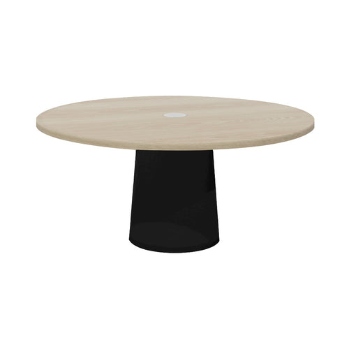 Container Round Table: Extra Large + White Wash Stained with Hole + Black