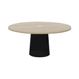 Container Round Table: Extra Large + White Wash Stained with Hole + Black