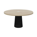 Container Round Table: Large + White Wash Stained with Hole + Black
