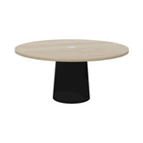 Container Round Table: Extra Large + Cable Feed + White Wash Stained with Hole + Black