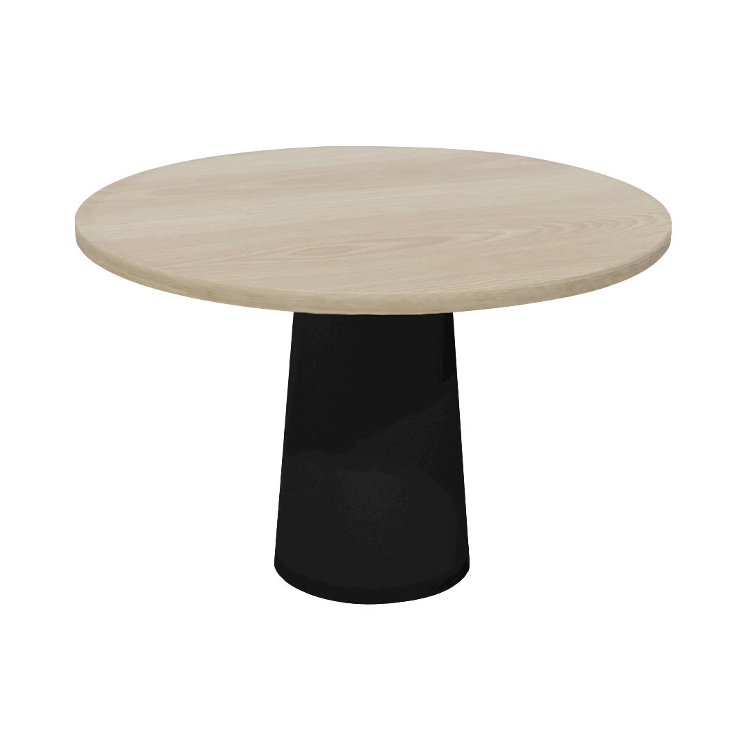 Container Round Table: Medium + Cable Feed + White Wash Stained + Black