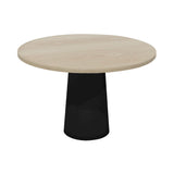 Container Round Table: Medium + Cable Feed + White Wash Stained + Black