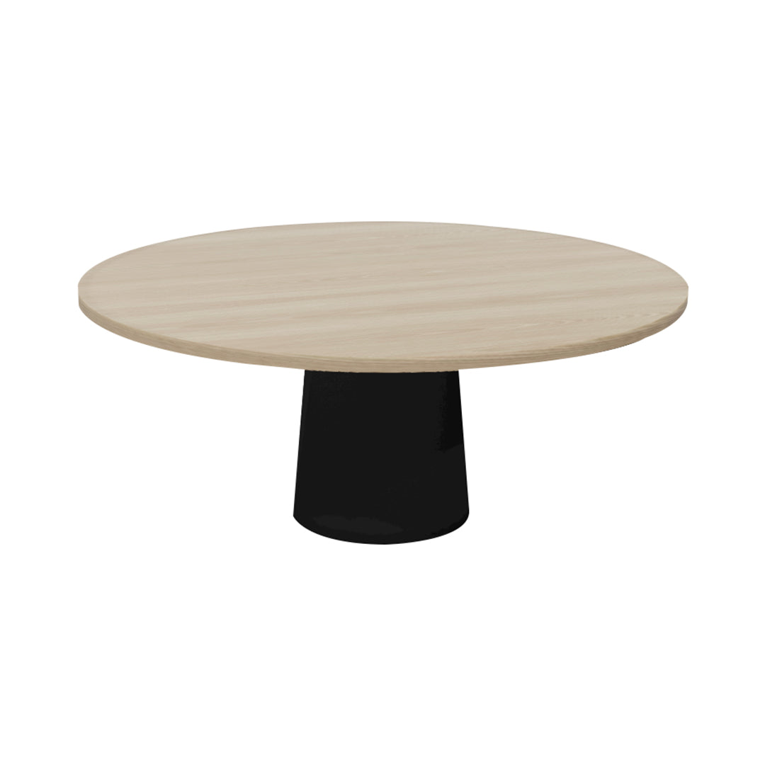 Container Round Table: XXL + Cable Feed + White Wash Stained + Black