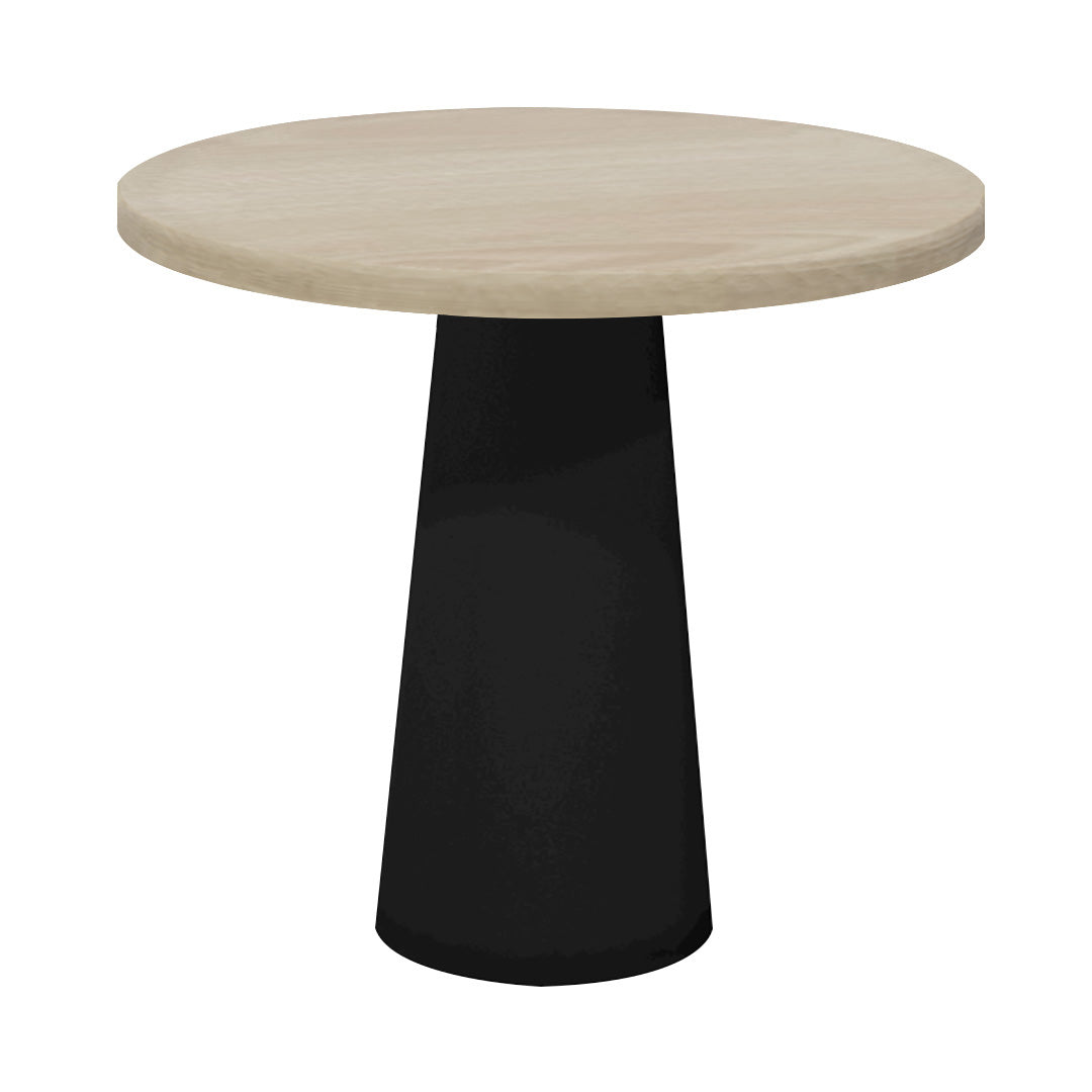 Container Round Table: Extra Small + White Wash Stained + Black