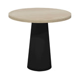 Container Round Table: Extra Small + White Wash Stained + Black