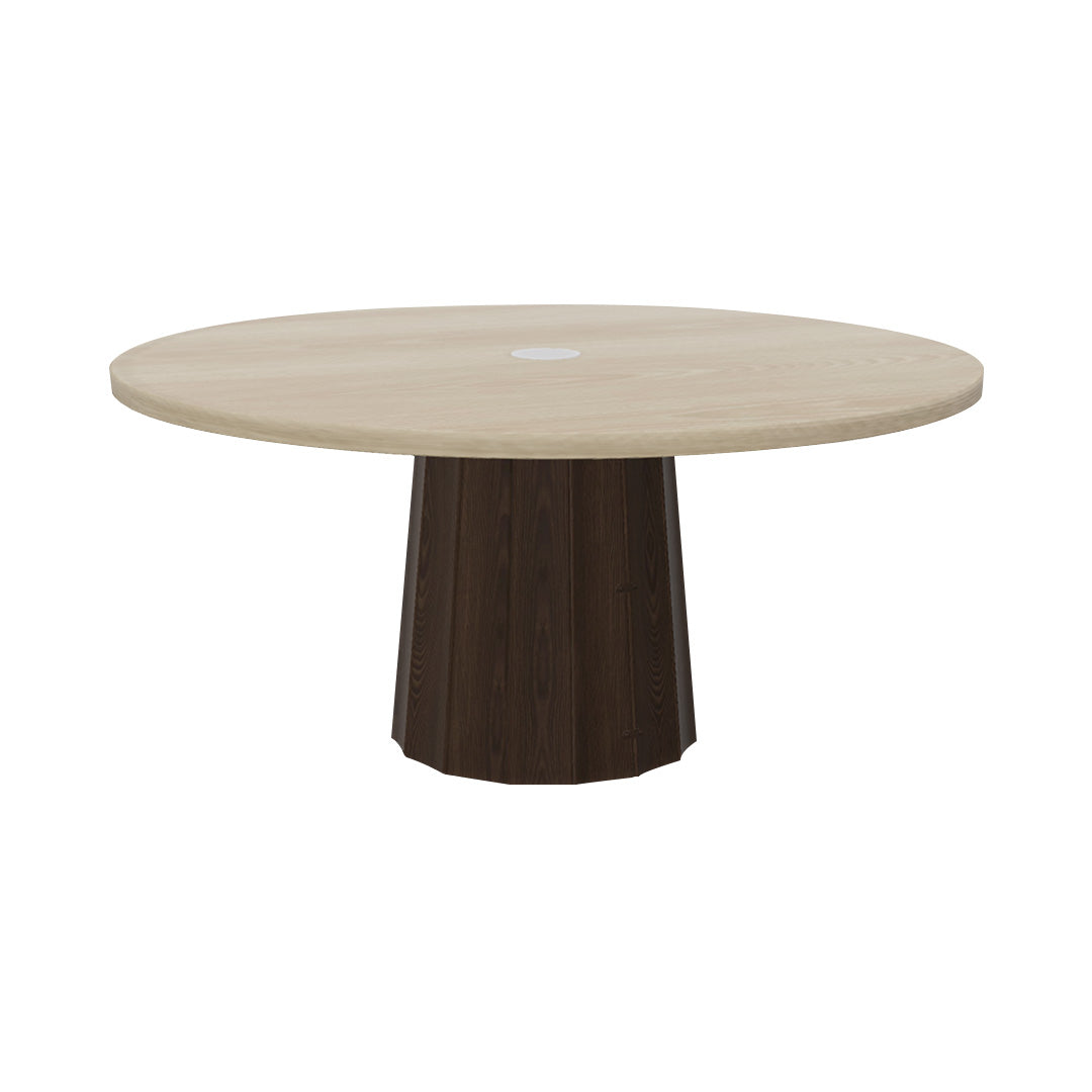 Container Round Table: Extra Large + Bodhi Cover + White Wash Stained with Hole + Cinnamon