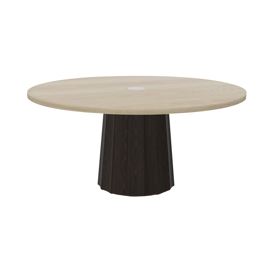 Container Round Table: Extra Large + Bodhi Cover + White Wash Stained with Hole + Grey