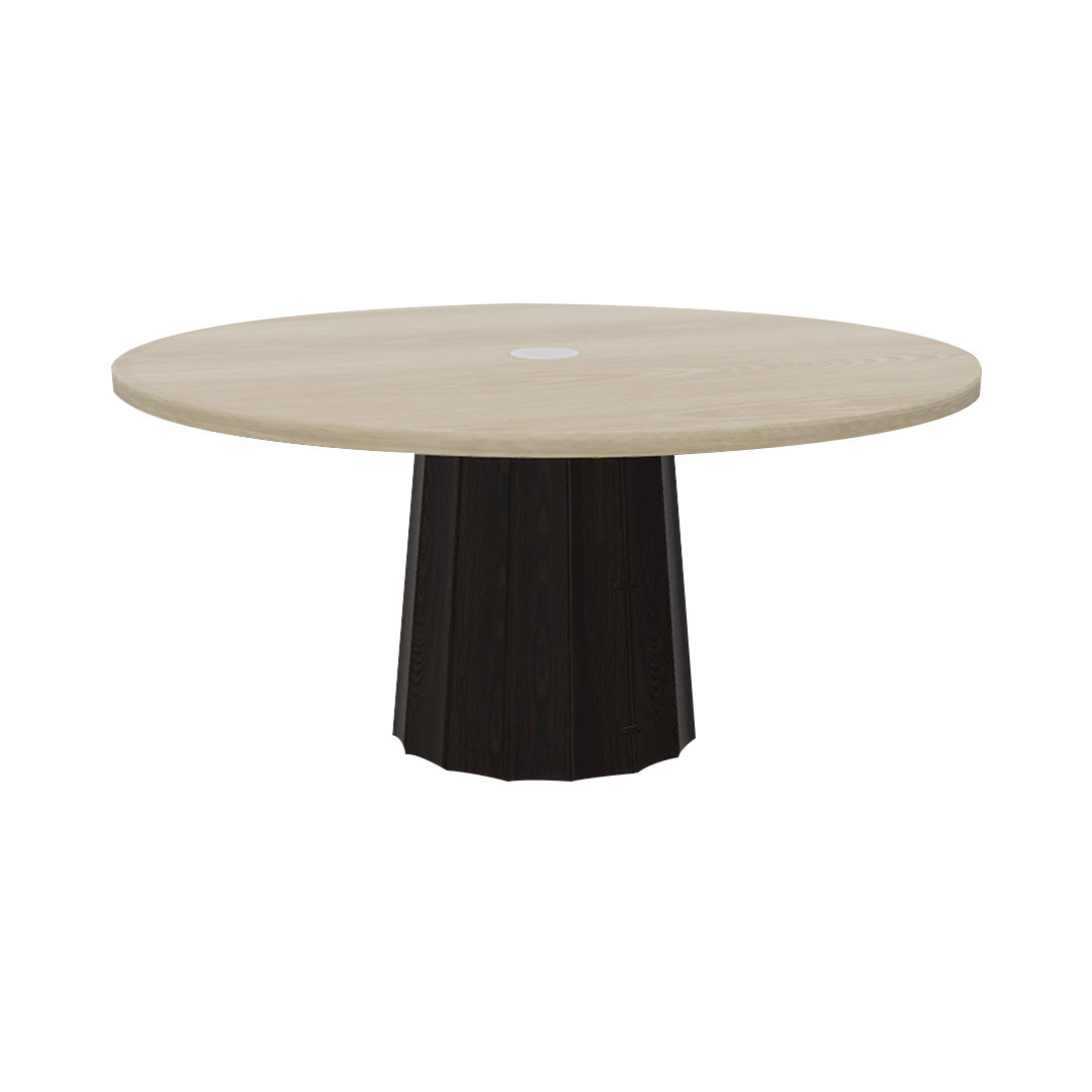 Container Round Table: Extra Large + Bodhi Cover + White Wash Stained with Hole + Wenge