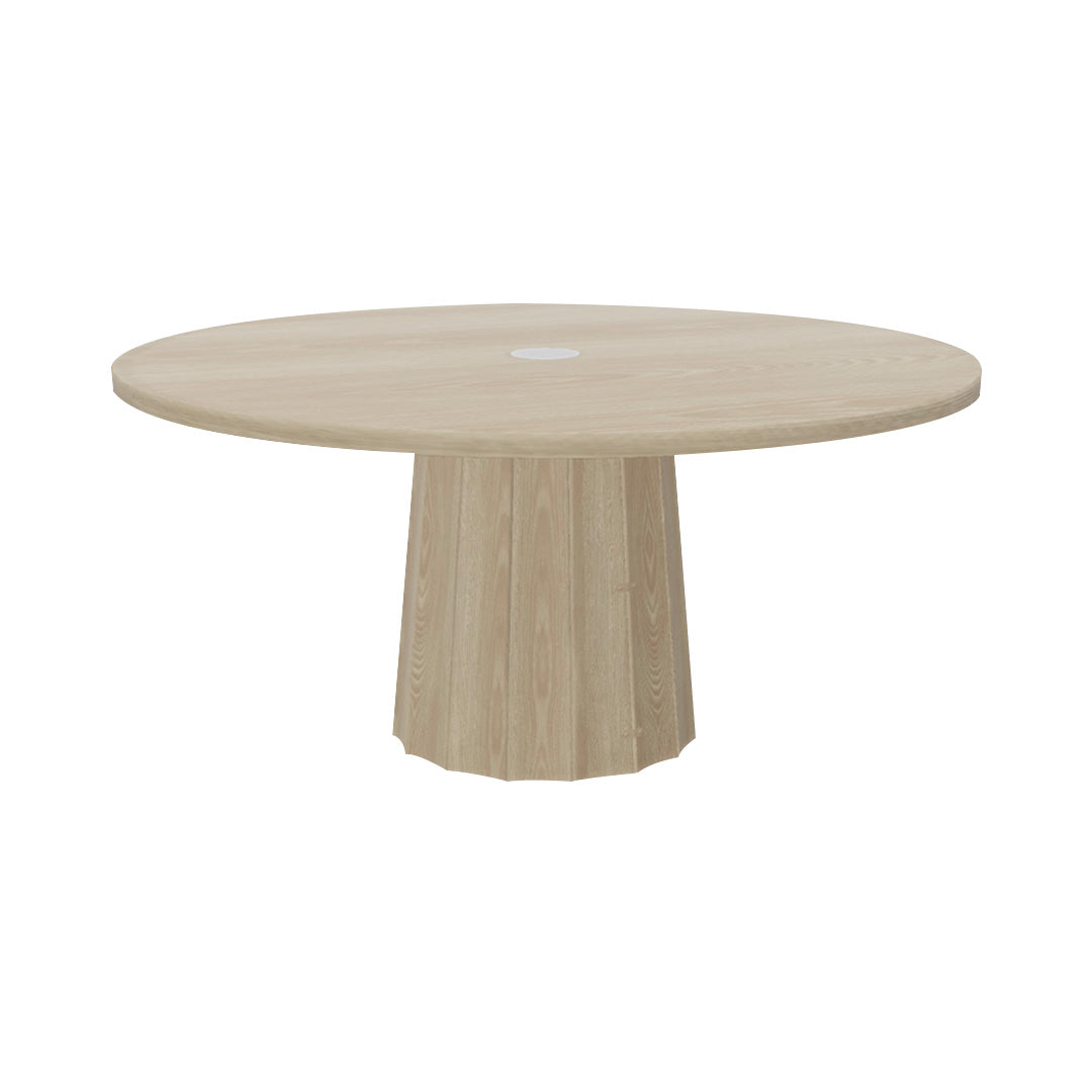 Container Round Table: Extra Large + Bodhi Cover + White Wash Stained with Hole + White Wash