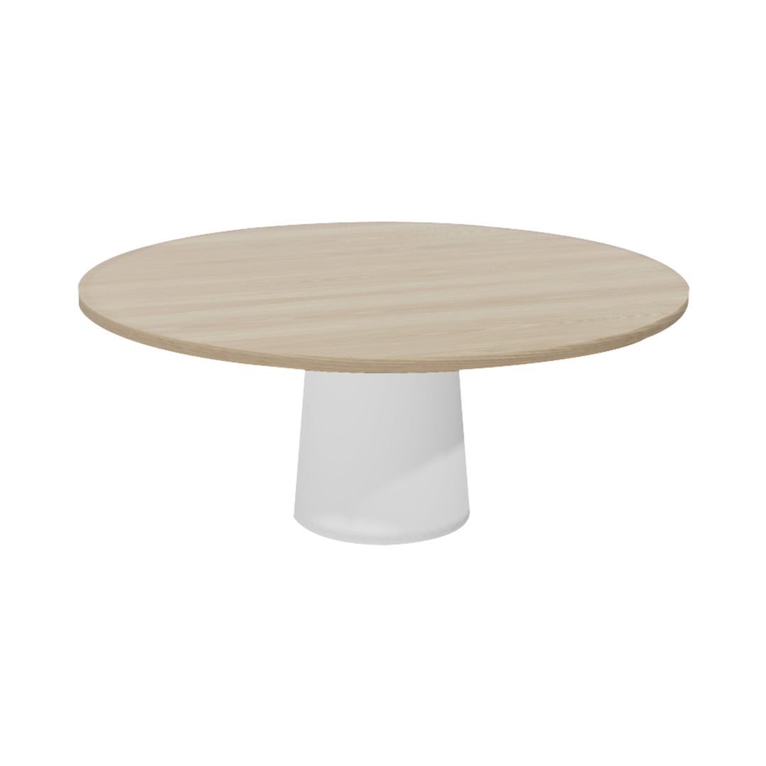 Container Round Table: XXL + Cable Feed + White Wash Stained + White