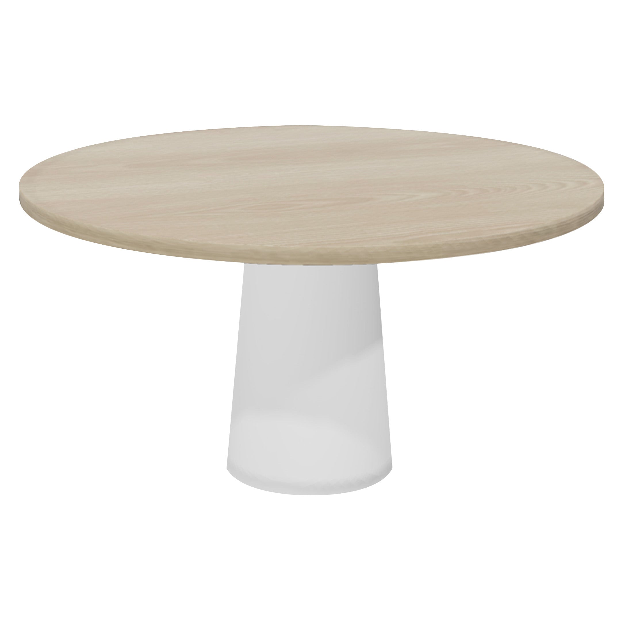 Container Round Table: Large + Cable Feed + White Wash Stained + White