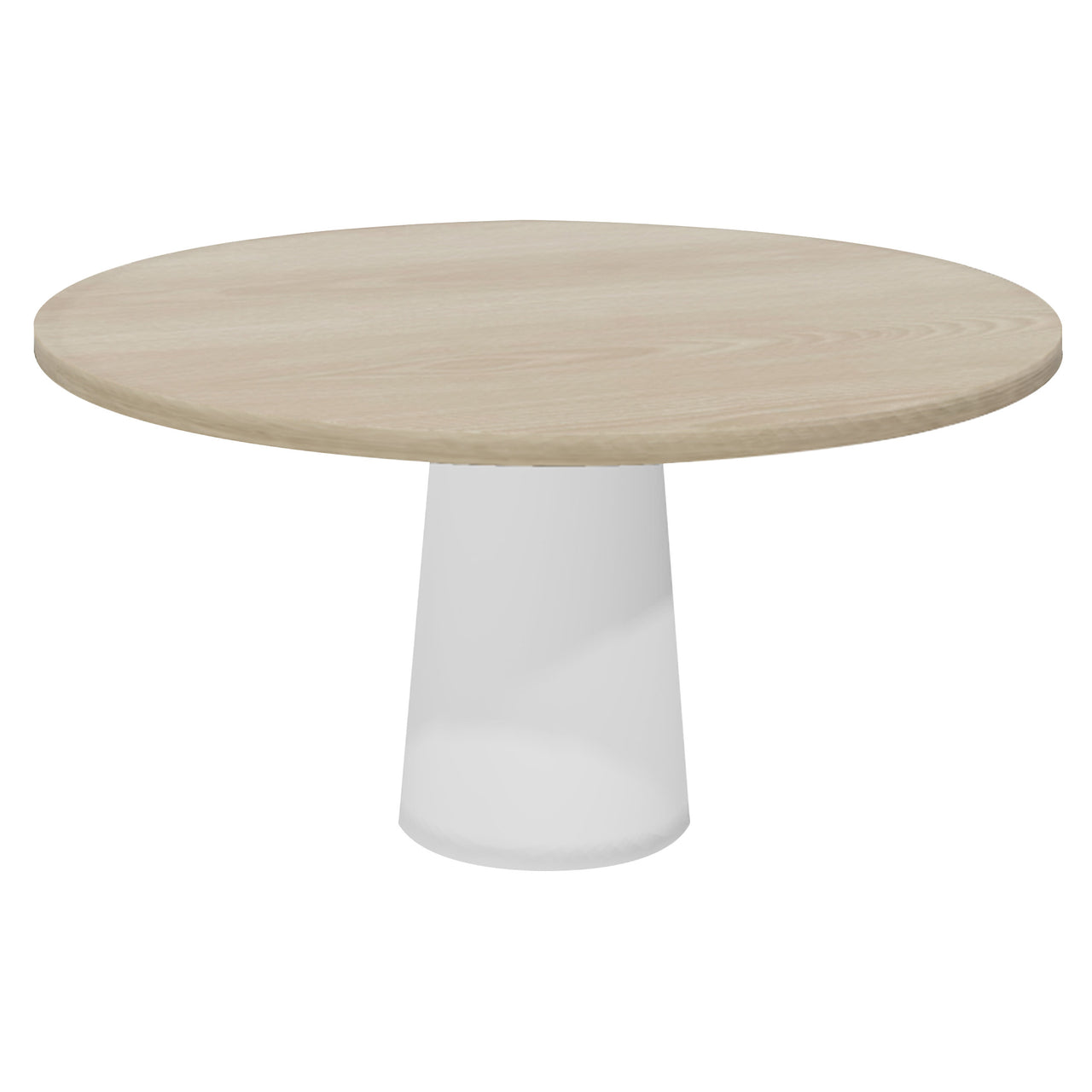 Container Round Table: Large + Cable Feed + White Wash Stained + White
