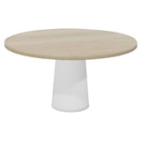 Container Round Table: Large + Cable Feed + White Wash Stained + White