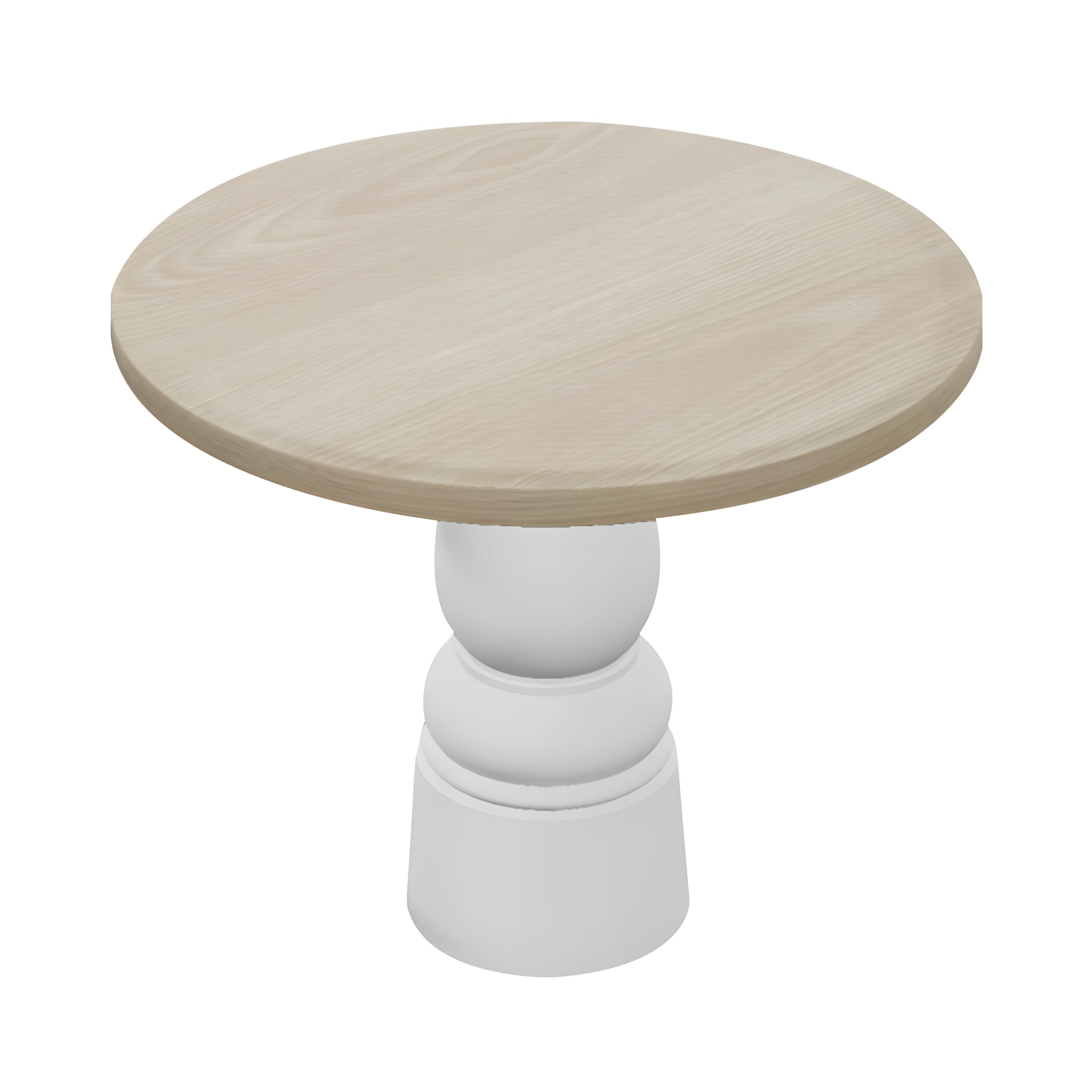 Container Round Table: Small + New Antiques + White Wash Stained + White