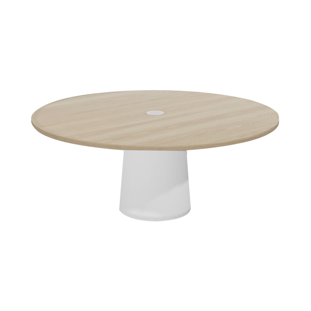 Container Round Table: XXL + Cable Feed + White Wash Stained with Hole + White