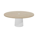 Container Round Table: XXL + Cable Feed + White Wash Stained with Hole + White