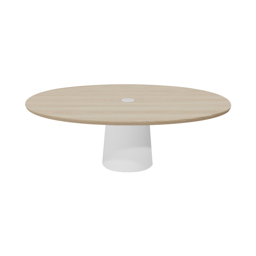 Container Oval Table: Small + White Wash Stained with Hole + White
