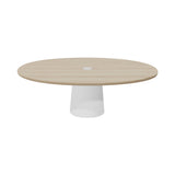 Container Oval Table: Small + White Wash Stained with Hole + White
