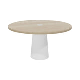 Container Round Table: Large + White Wash Stained with Hole + White