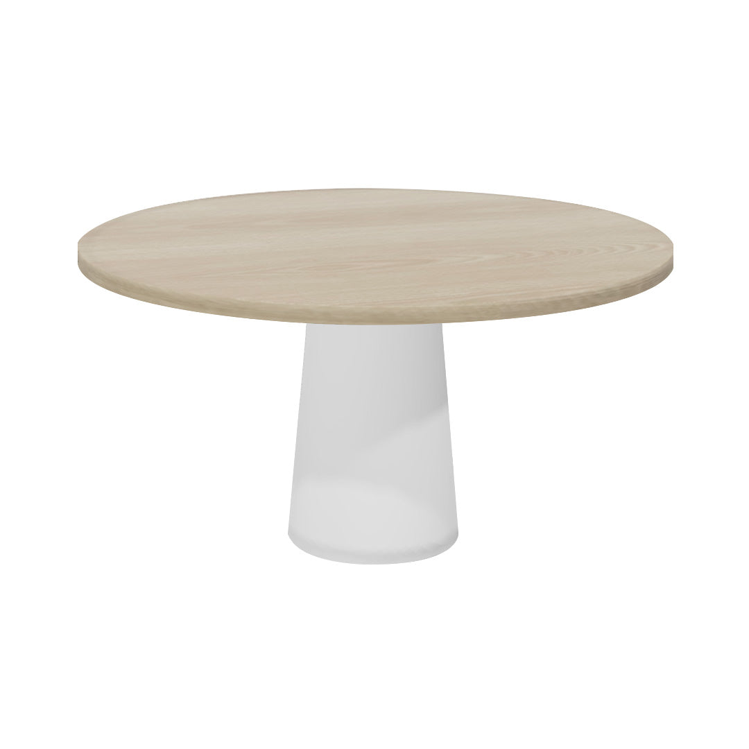 Container Round Table: Large + White Wash Stained + White