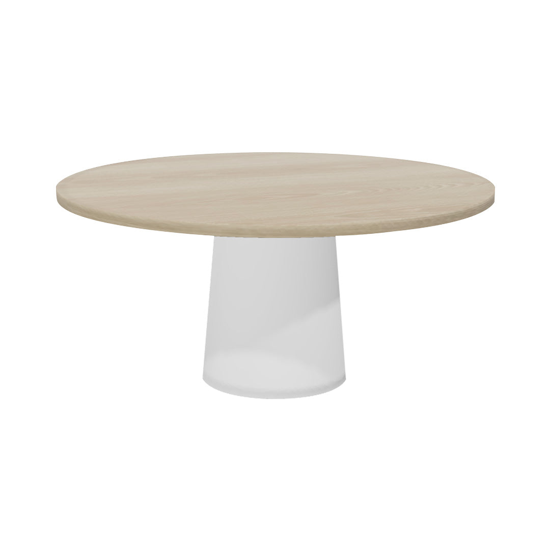 Container Round Table: Extra Large + Cable Feed + White Wash Stained + White