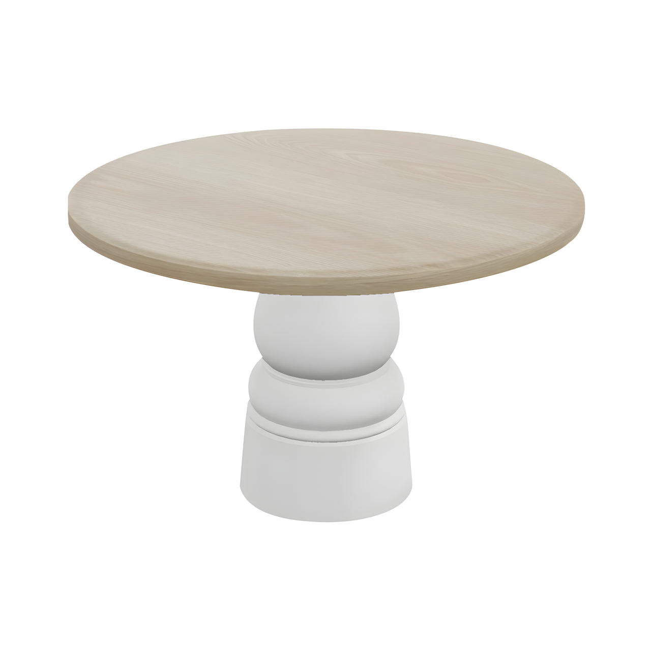 Container Round Table: Large + New Antiques + White Wash Stained + White