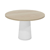 Container Round Table: Medium + Cable Feed + White Wash Stained + White