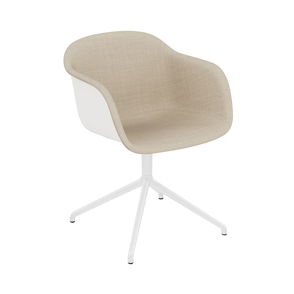 Fiber Armchair: Swivel Base + Front Upholstered + Recycled Shell