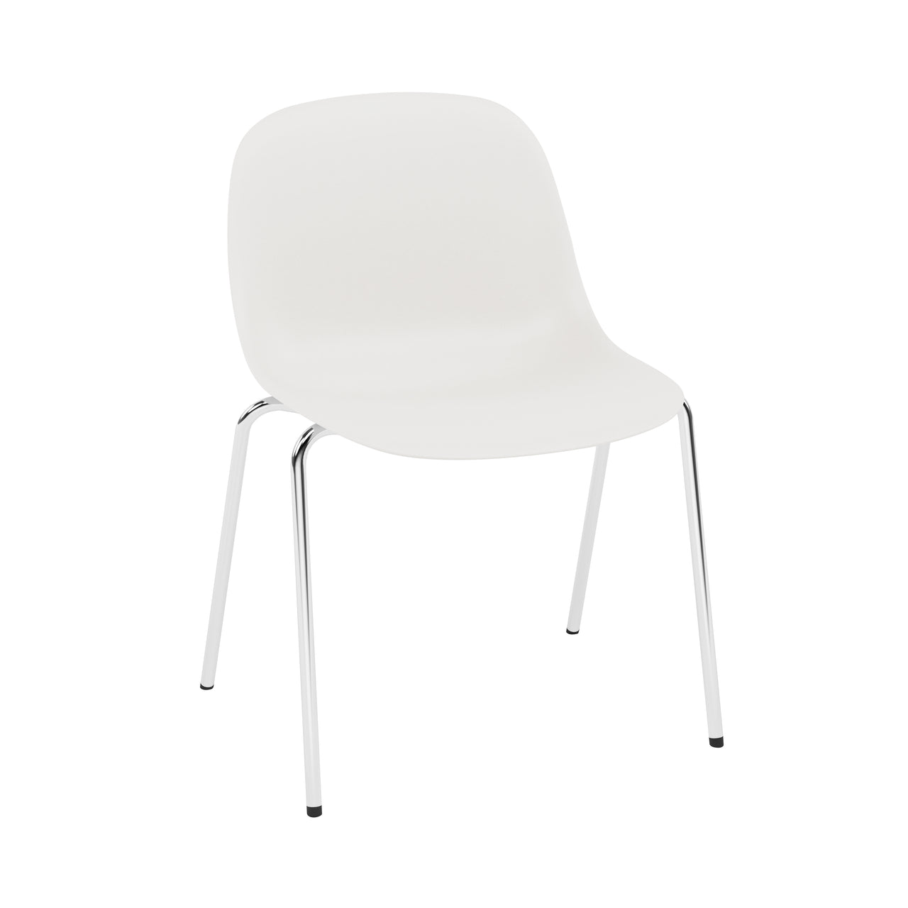 Fiber Side Chair: A-Base with Felt Glides + Recycled Shell + Natural White