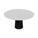 Container HPL Round Table: Large + Cable Feed + White + Black