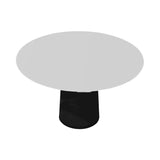 Container HPL Round Table: Extra Large + Cable Feed + White with Hole + Black