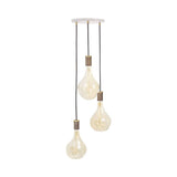 Triple Pendant with Voronoi II: White + Walnut + Brass