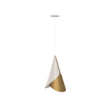 Cornet Pendant: White + Brass + White + Canopy