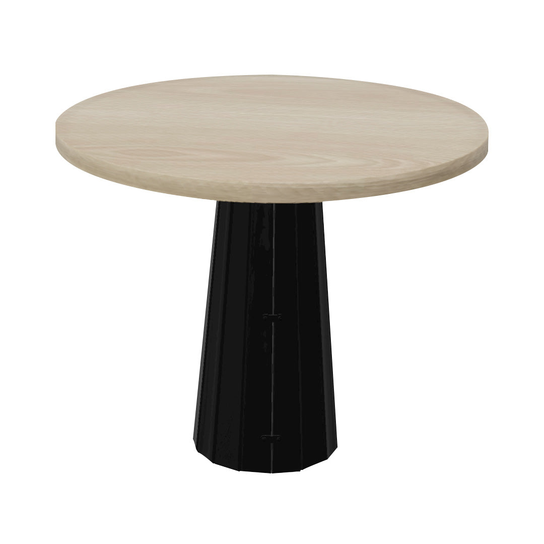 Container Round Table: Small + Bodhi Cover + White Wash Stained + Black
