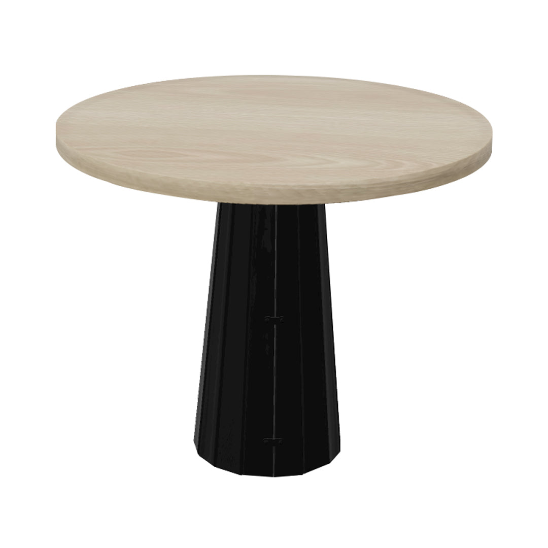 Container Round Table: Small + Bodhi Cover + White Wash Stained + Black