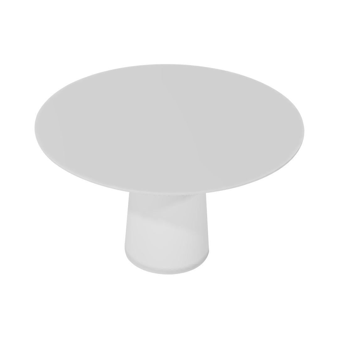 Container HPL Round Table: Medium + Cable Feed + White + White