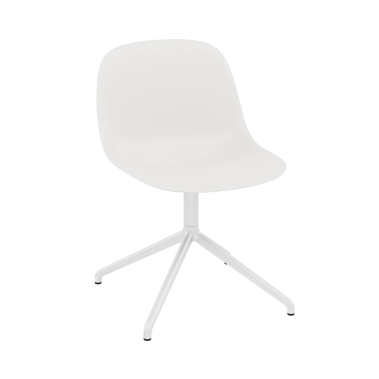 Fiber Side Chair: Swivel Base with Return + Recycled Shell + White + Natural White