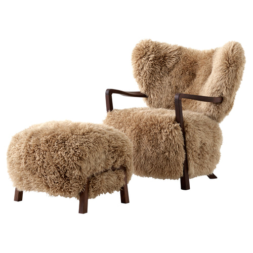 Wulff Lounge Chair ATD2 + Pouf ATD3: Oiled Walnut + Sheepskin Honey