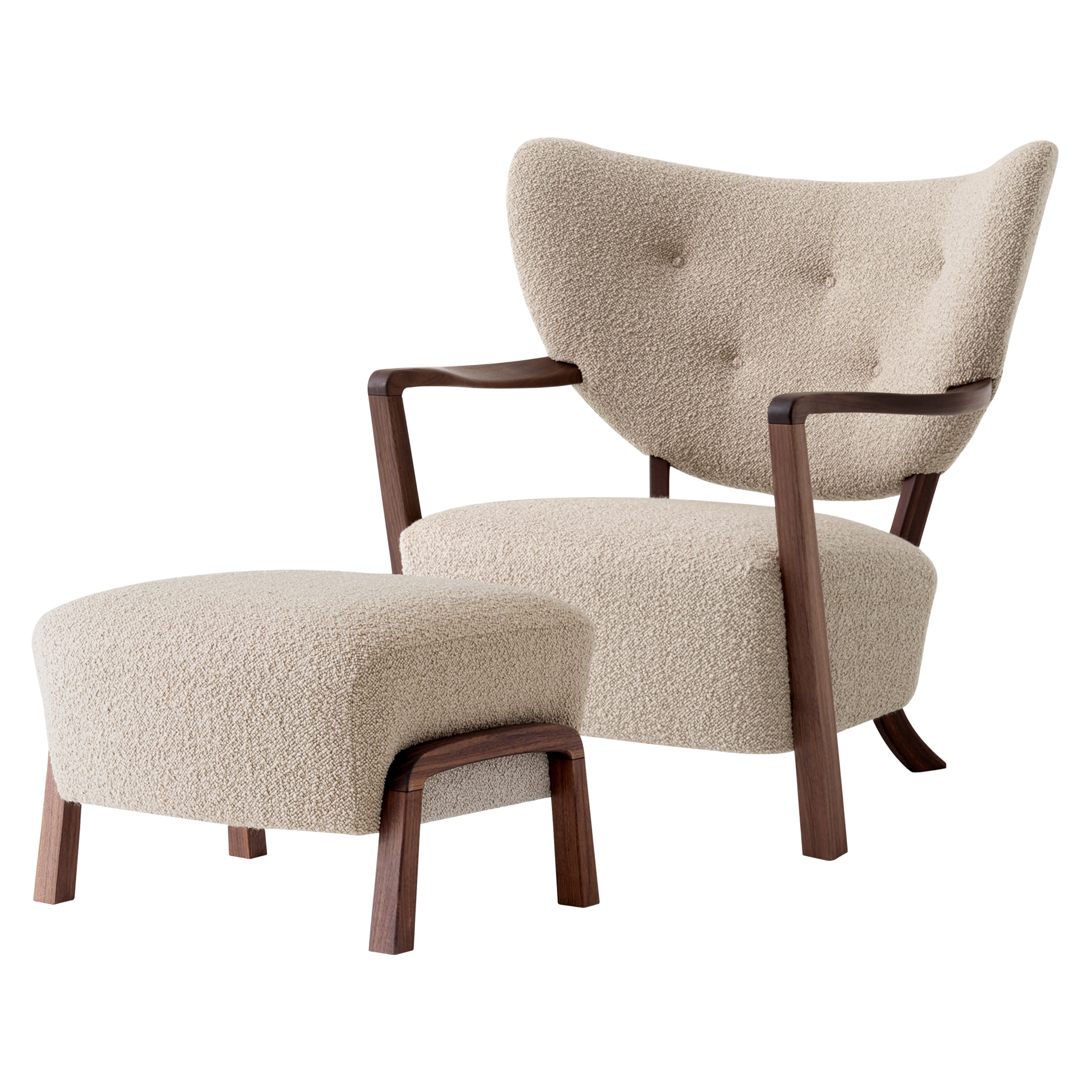 Wulff Lounge Chair with Pouf: ATD2 + ATD3: Oiled Walnut + Karakorum 003