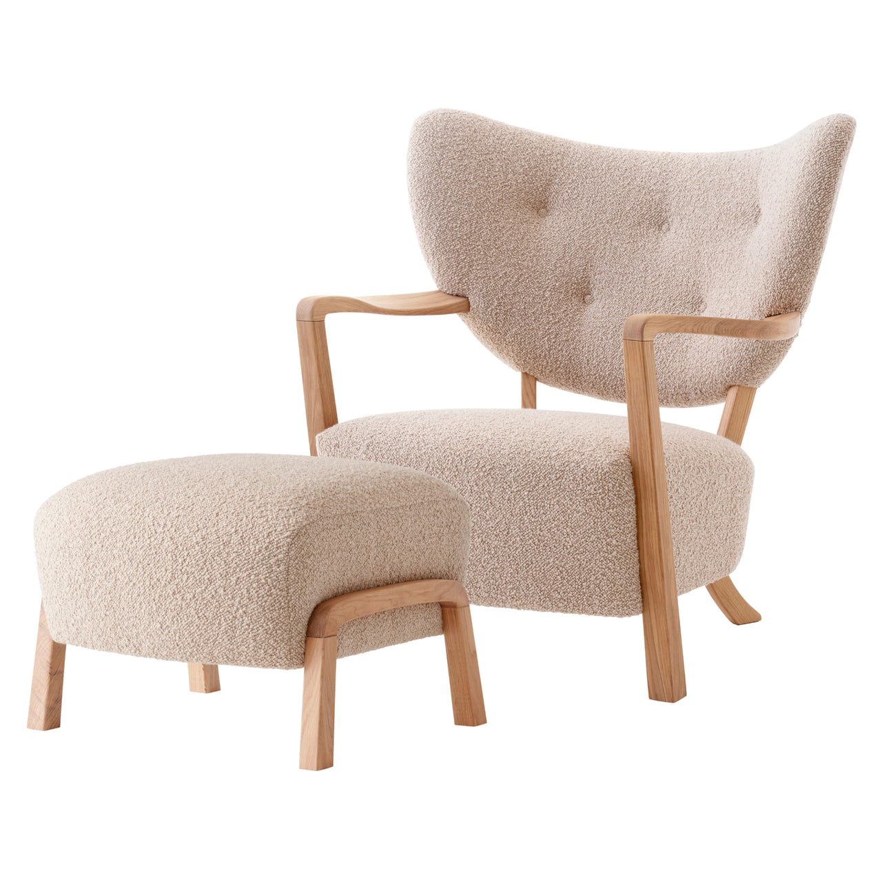 Wulff Lounge Chair with Pouf: ATD2 + ATD3: Oiled Oak + Karakorum 003