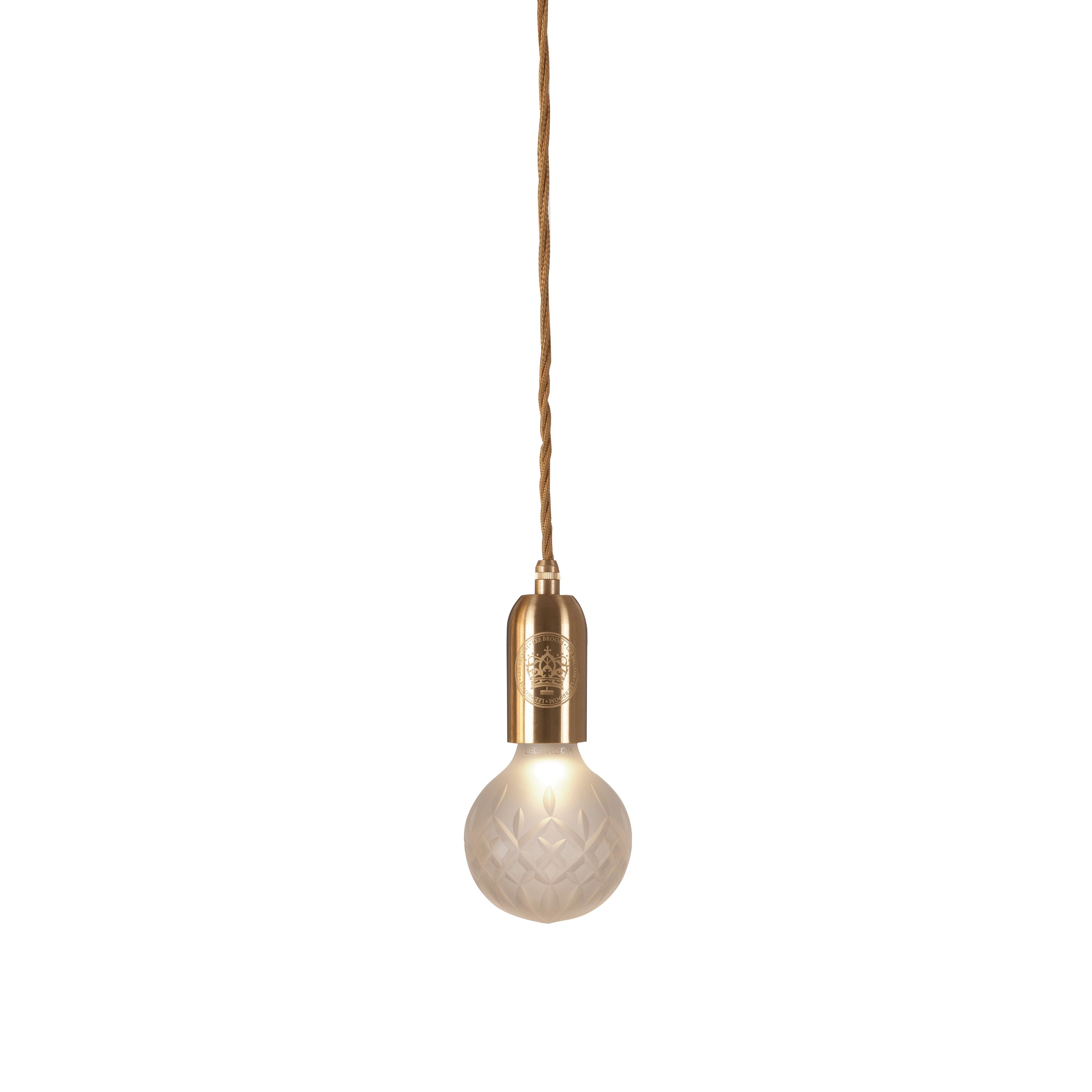 Crystal Bulb + Pendant: Bulb + Brushed Brass Fitting + Frosted