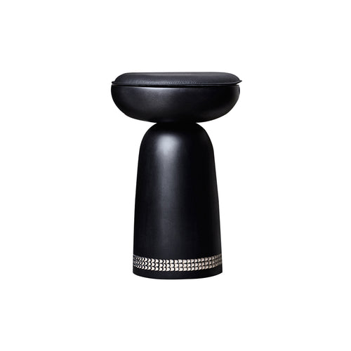 Nera Stool: Upholstered + 3 Rows Carved + Black Maple +  Nappa 10000