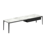 Able Low Console: Marble Top + 1 Drawer - Black Oak + Carrara Marble