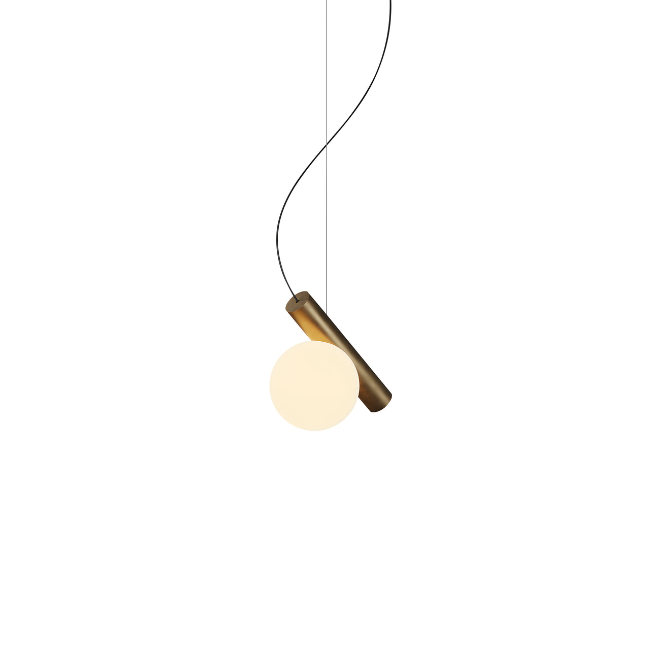 Node. Single Pendant: Brushed Antique Brass