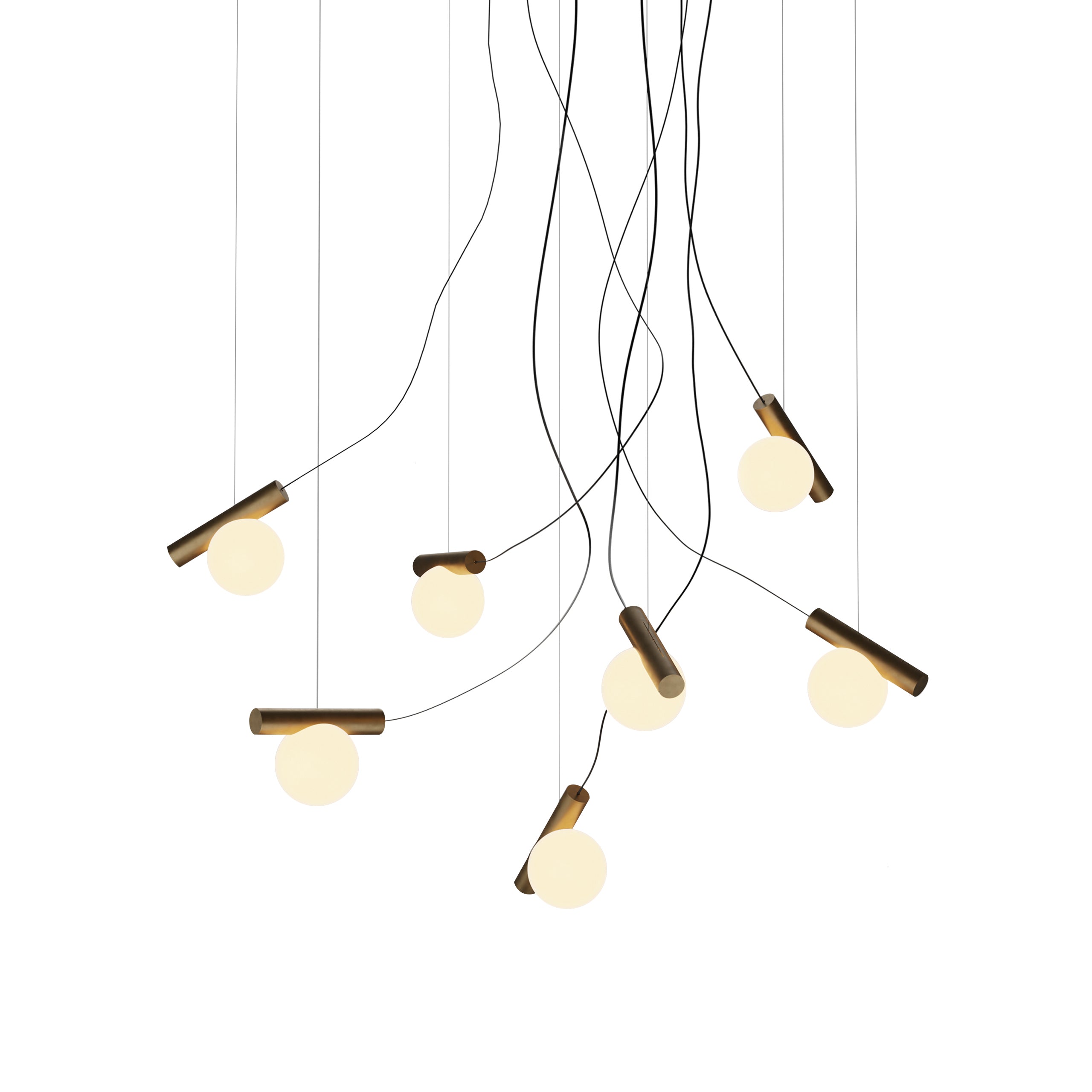 Node. 07 Chandelier: Brushed Antique Brass