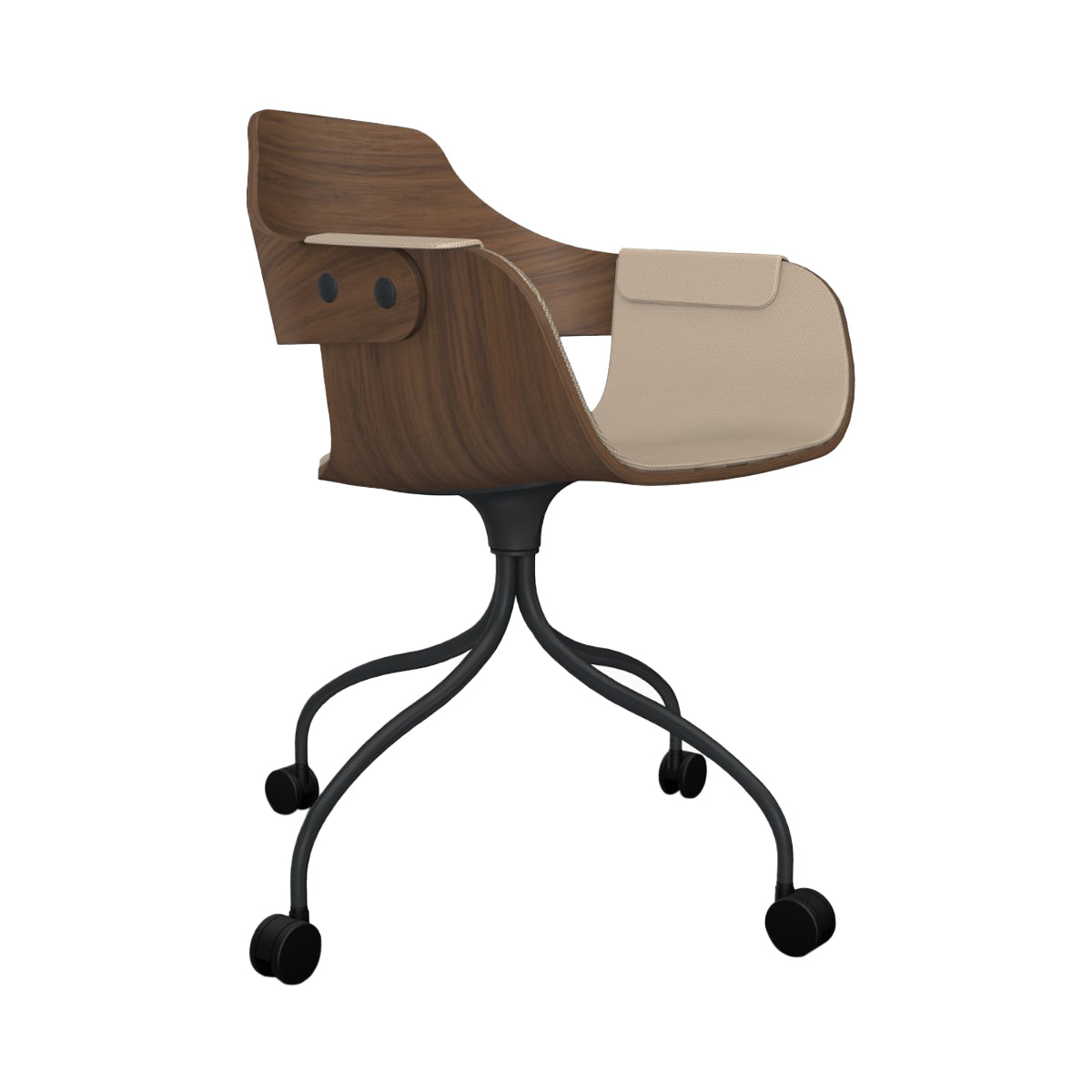 Showtime Chair with Wheel: Interior Seat + Armrest Upholstered + Anthracite Grey