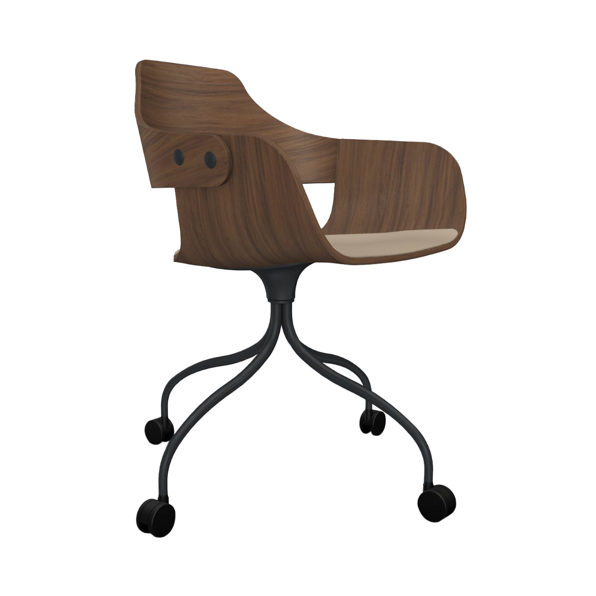Showtime Chair with Wheel: Seat Upholstered + Anthracite Grey